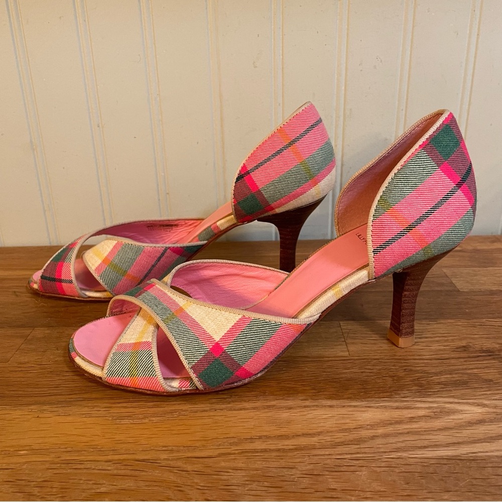 Lilly Pulitzer Pink Plaid Open-Toe Heels